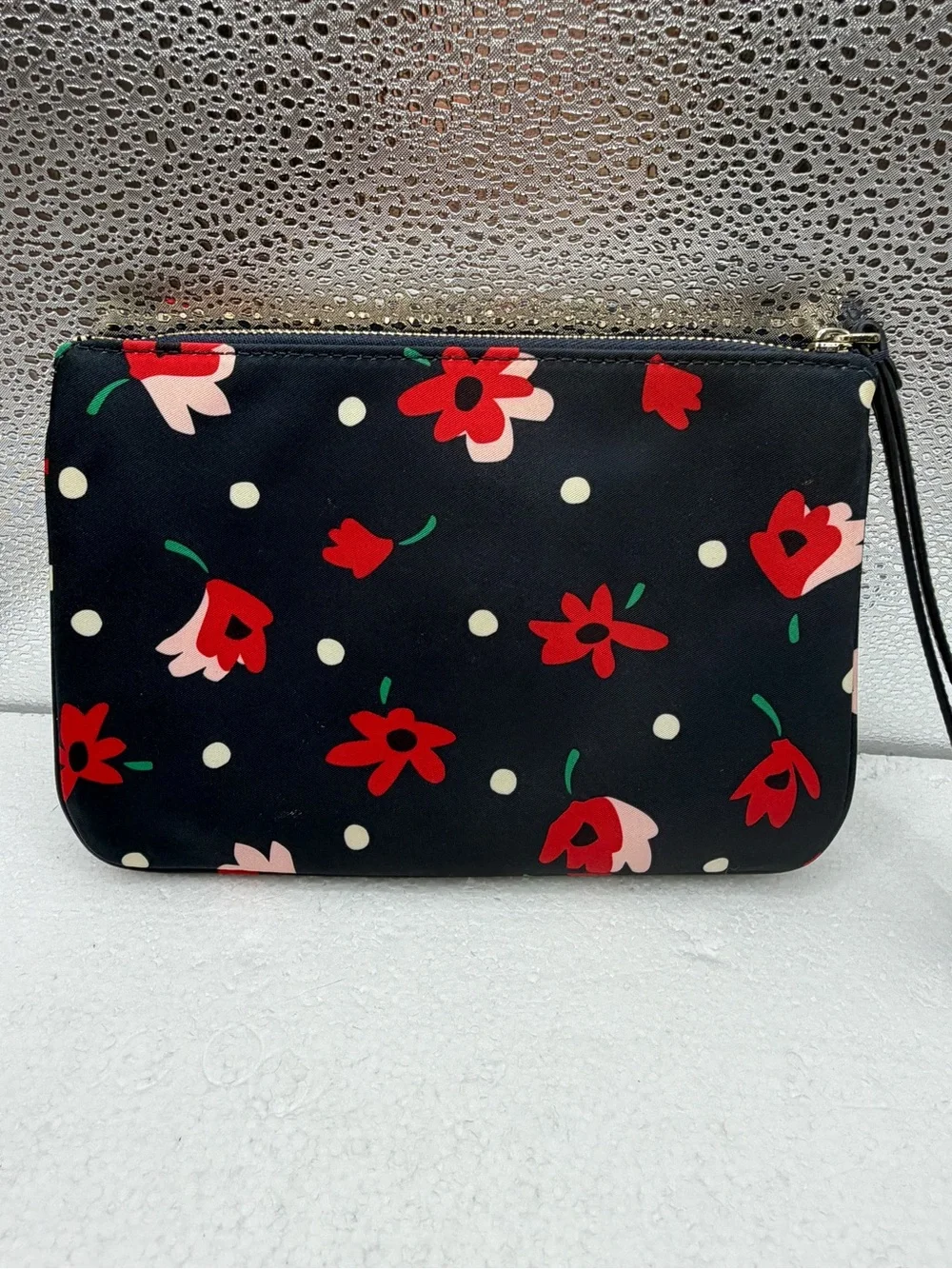 Kate Spade Black Floral Wristlet LIKE NEW